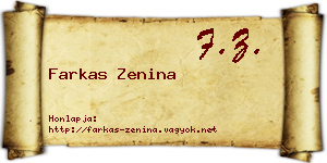 Farkas Zenina névjegykártya